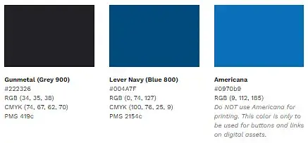 Lever - Primary color palette example