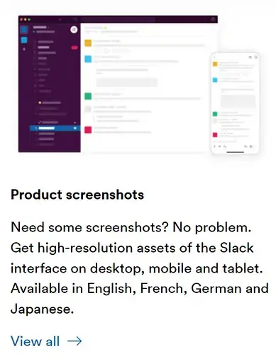 Slack - Product screenshots and UI images example